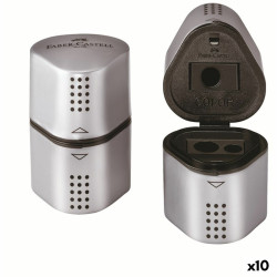 Pencil Sharpener Faber-Castell Grip 2001 3-in-1 Silver Metal (10 Units)