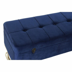 Bench DKD Home Decor   Blue Golden Metal Velvet (90 x 40 x 47 cm)