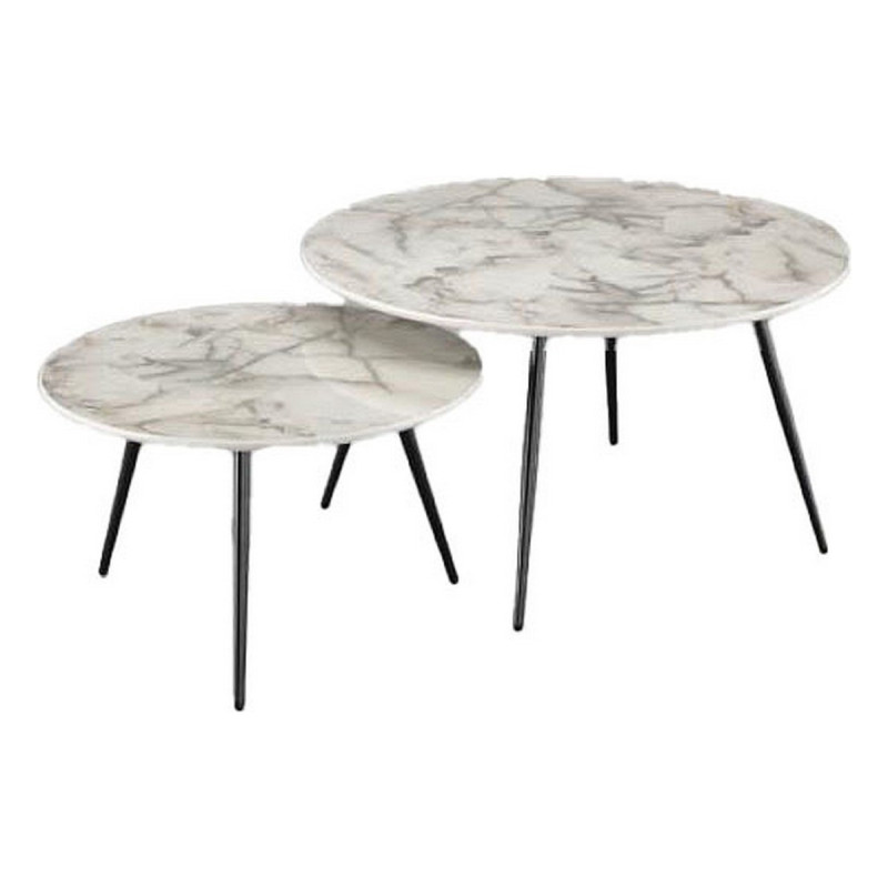 Set of 2 tables DKD Home Decor White Golden 80 x 80 x 45 cm