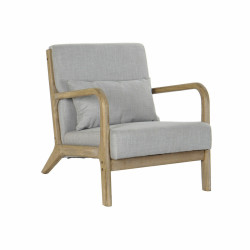 Armchair DKD Home Decor Grey Polyester Linen Rubber wood (65 x 83 x 74 cm)