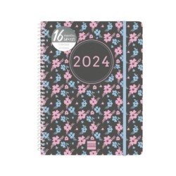 Diary Finocam Ikon 2023-2024 Flowers 15,5 x 21,2 cm Multicolour