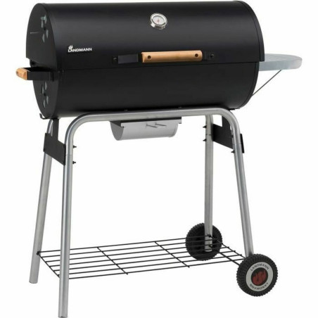 Coal Barbecue with Cover and Wheels Landmann Black Taurus Black Enamelled Steel