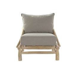 Armchair DKD Home Decor Natural Light grey Teak 82 x 80 x 73 cm