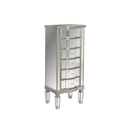 Chiffonier Home ESPRIT Silver Mirror MDF Wood 47,5 x 35,5 x 113,5 cm