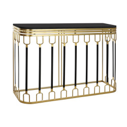 Console Home ESPRIT Black Golden Metal Marble 120 x 40 x 84 cm