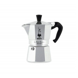 Italian Coffee Pot Bialetti Moka Express Silver Aluminium Metal 60 ml 1 Cup