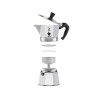 Italian Coffee Pot Bialetti Moka Express Silver Aluminium Metal 60 ml 1 Cup