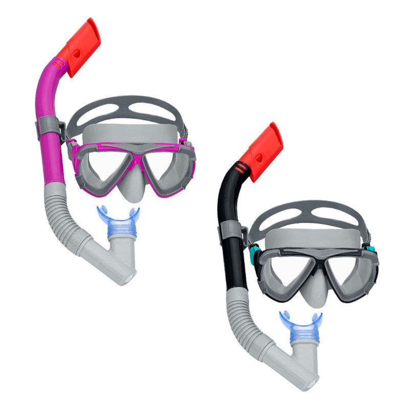 Snorkel Goggles and Tube for Children Bestway Black Pink Adult Multicolour