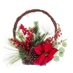 Christmas bauble Red Multicolour Rattan Plastic Pineapples Basket 43,18 cm