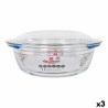 Casserole with lid Quttin Glass 2,2 + 0,8 L (3 Units)