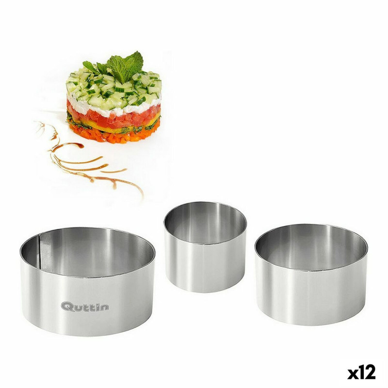 Moulds Quttin Stainless steel Silver 10 x 10 x 5 cm (12 Units) (3 pcs)