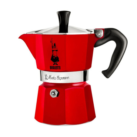 Italian Coffee Pot Bialetti Red Aluminium 1 Cup 50 ml