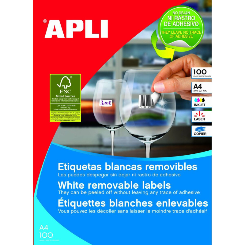 Adhesive labels Apli 100 Sheets White 36,8 x 23,8 mm