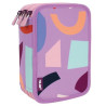 Triple Pencil Case Milan Animals Violet 19,5 x 13 x 7,5 cm