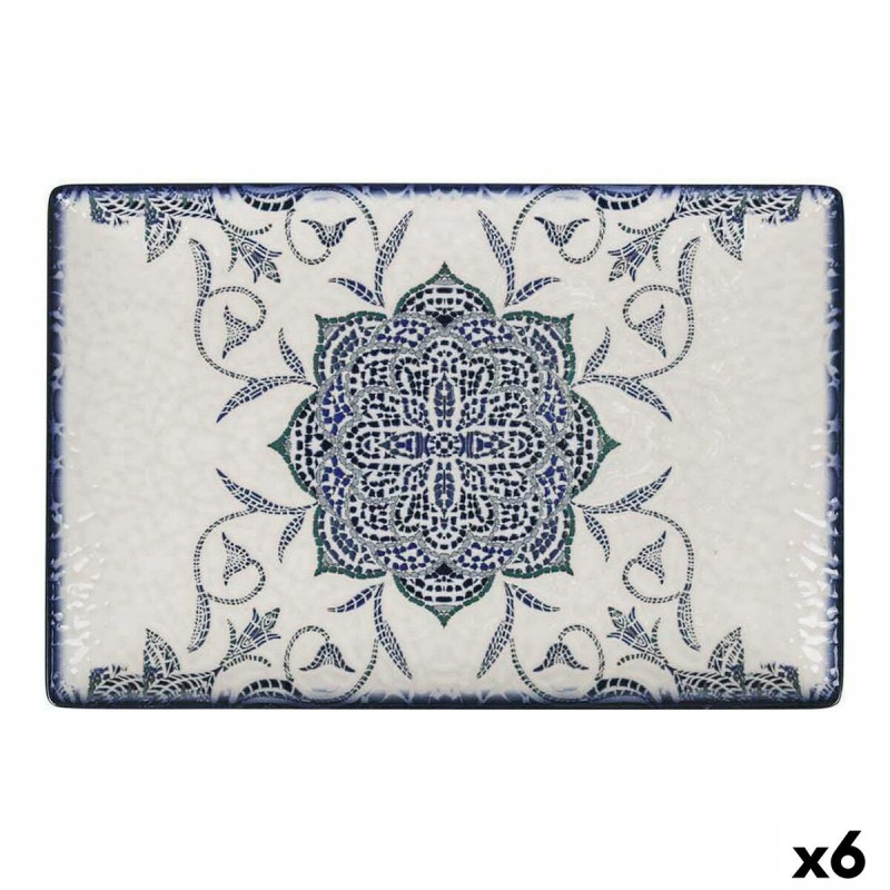 Serving Platter La Mediterránea Rosetta Porcelain Rectangular 30 x 20 x 2,5 cm (6 Units)