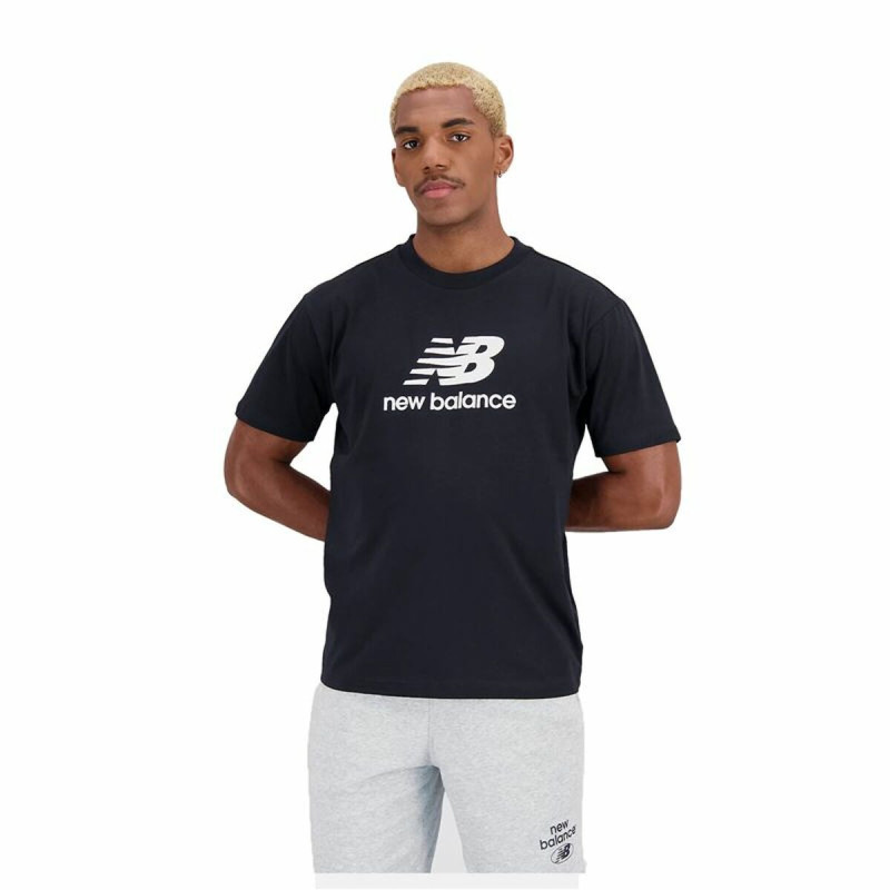 Men’s Short Sleeve T-Shirt New Balance Essentials Stacked Logo Black