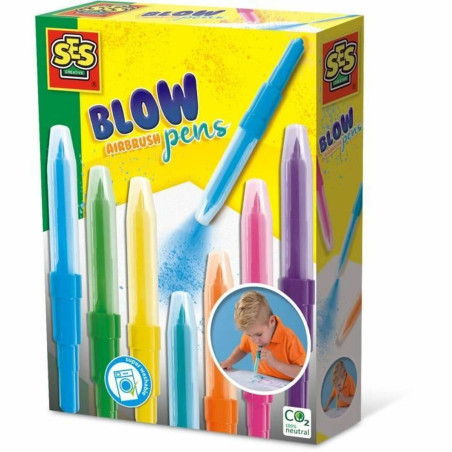 Set of Felt Tip Pens SES Creative Blow airbrush pens Multicolour