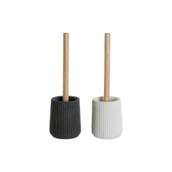 Toilet Brush DKD Home Decor White Grey Wood Resin 10,5 x 10,5 x 37 cm (2 Units)