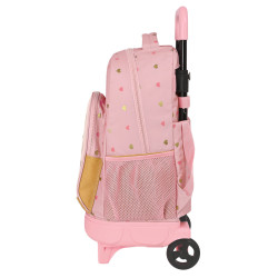 School Rucksack with Wheels Glow Lab Hearts Pink 33 X 45 X 22 cm