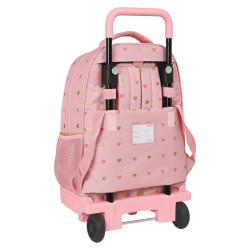 School Rucksack with Wheels Glow Lab Hearts Pink 33 X 45 X 22 cm