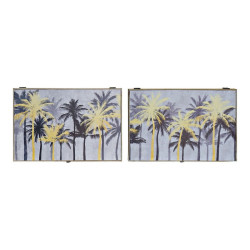 Cover DKD Home Decor 8424001698615 Counter Palms Black Golden Wood MDF Wood 2 Units 46,5 x 6 x 31 cm