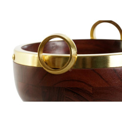 Bowl Home ESPRIT Brown Golden Aluminium Acacia 19 x 17 x 10 cm