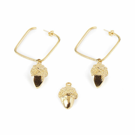 Ladies' Earrings Shabama   Brass Acorn Flash gold-plated 3 cm