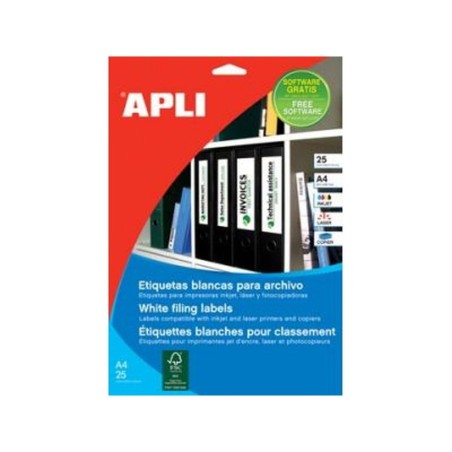 Adhesive labels Apli   White Paper 25 Sheets 190 x 61 mm