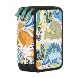 Triple Pencil Case Milan Dinosaurs 19,5 x 13 x 7,5 cm