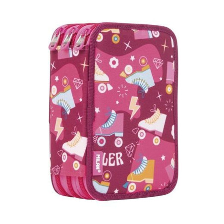 Triple Pencil Case Milan Skates Pink 19,5 x 13 x 7,5 cm