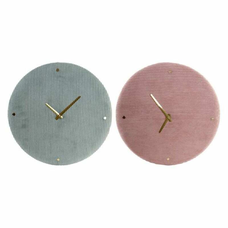 Wall Clock DKD Home Decor Green Pink 40,5 x 5,5 x 40,5 cm (2 Units)