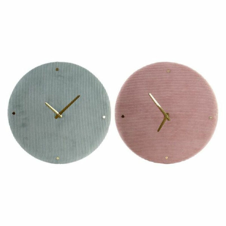 Wall Clock DKD Home Decor Green Pink 40,5 x 5,5 x 40,5 cm (2 Units)