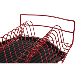 Draining Rack for Kitchen Sink DKD Home Decor Black Red Metal polypropylene 47,5 x 26,5 x 11 cm