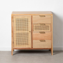 Hall Table with Drawers HONEY 80 x 40 x 82 cm Natural Wood Rattan