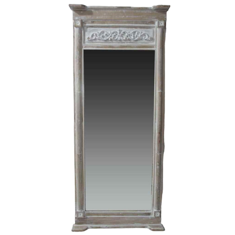 Wall mirror Home ESPRIT White Natural Mango wood MDF Wood Romantic 87,6 x 9,5 x 203 cm