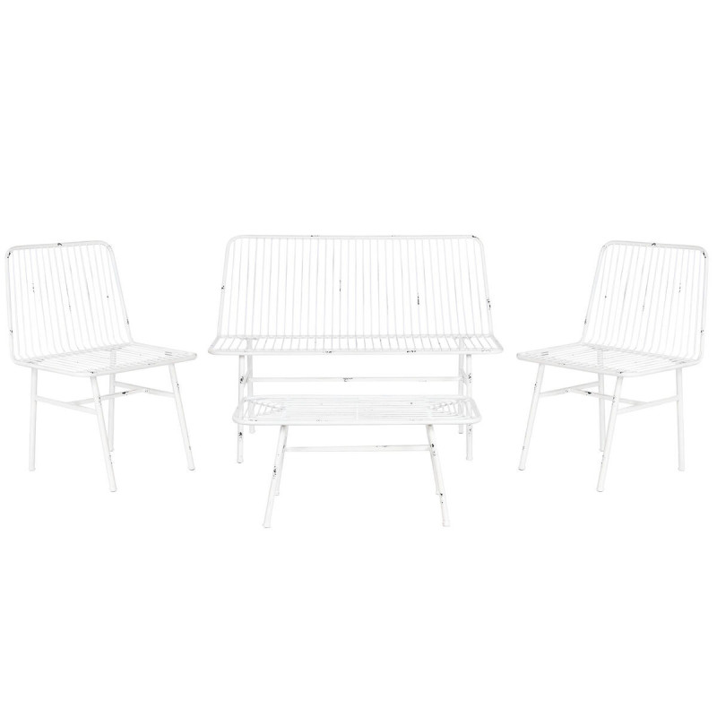 Table Set with 3 Armchairs Home ESPRIT White Metal 115 x 53 x 83 cm