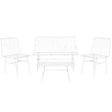 Table Set with 3 Armchairs Home ESPRIT White Metal 115 x 53 x 83 cm