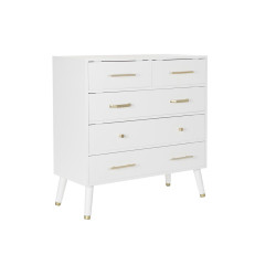 Chest of drawers DKD Home Decor Natural Metal White Cream Paolownia wood (80 x 34 x 84 cm)