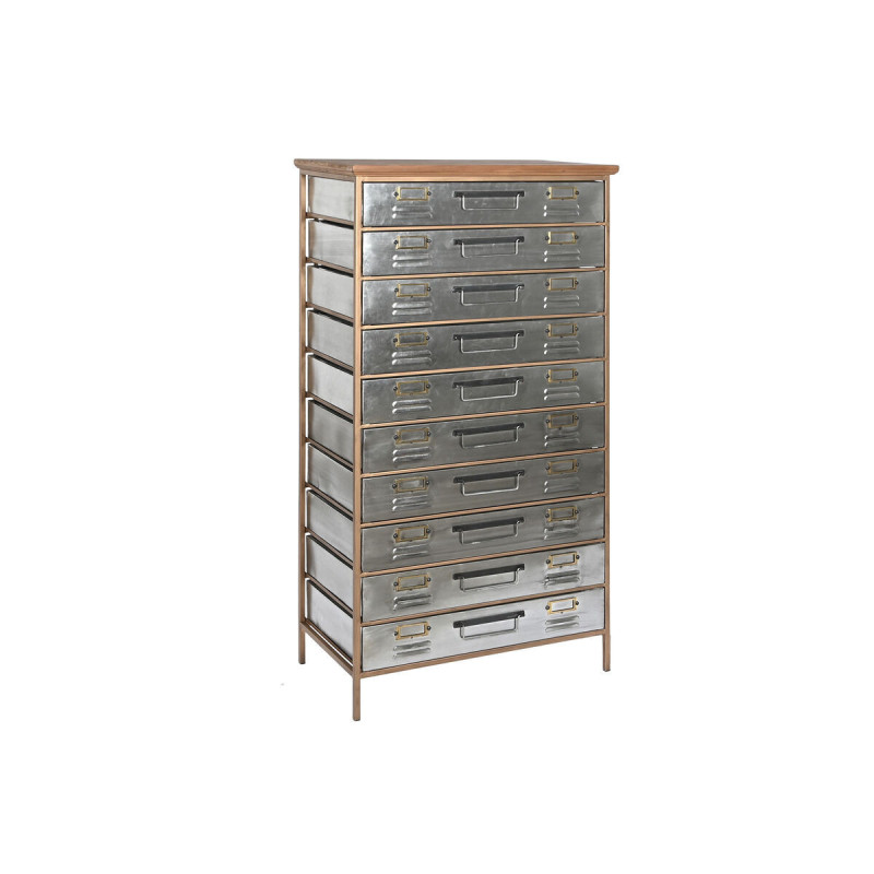 Chest of drawers Home ESPRIT Brown Grey Silver Natural Metal Fir Loft 66 x 33,5 x 121 cm