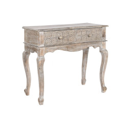 Hall Table with 2 Drawers DKD Home Decor White Brown Mango wood 91 x 42 x 81 cm