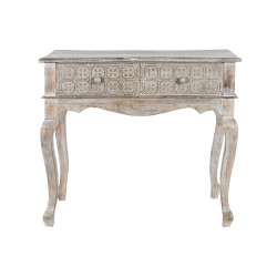 Hall Table with 2 Drawers DKD Home Decor White Brown Mango wood 91 x 42 x 81 cm