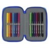 Double Pencil Case Real Zaragoza Blue 12.5 x 19.5 x 4 cm (28 Pieces)