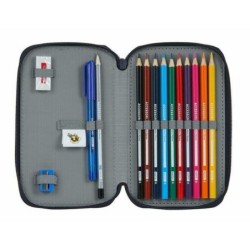 Double Pencil Case RFEF M854 Red 12.5 x 19.5 x 4 cm (28 Pieces)