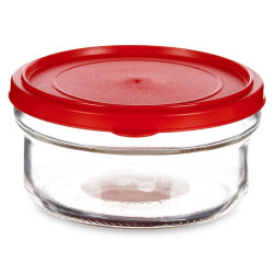 Round Lunch Box with Lid Red Plastic 415 ml 12 x 6 x 12 cm (24 Units)