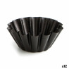 Flan Mould Quid Sweet Grey Black Metal Ø 14 cm (12 Units)