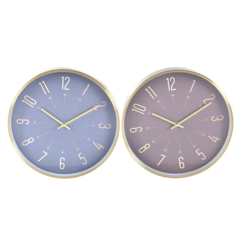 Wall Clock DKD Home Decor Blue Maroon Aluminium Modern 30 x 4 x 30 cm (2 Units)