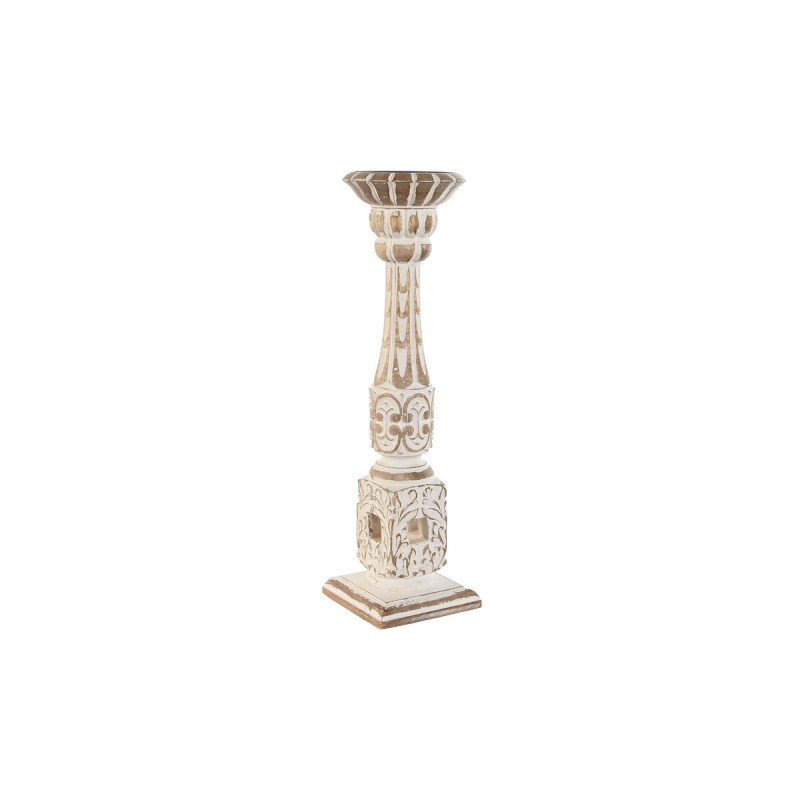 Candleholder Home ESPRIT White Natural Metal Mango wood 13 x 13 x 46 cm