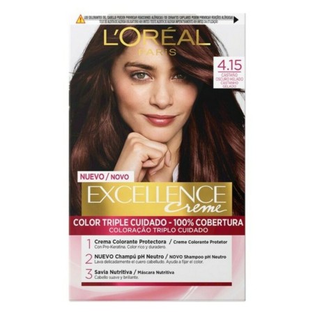 Permanent Dye Excellence L'Oréal Paris Excellence 4.15 Dark Brown Nº 9.0-rubio muy claro Nº 8.0-rubio claro 192 ml