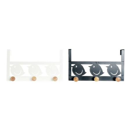 Door Coat Rack DKD Home Decor 8424001835553 Birds White Black Metal MDF Wood 28,5 x 9,5 x 16 cm (2 Units)