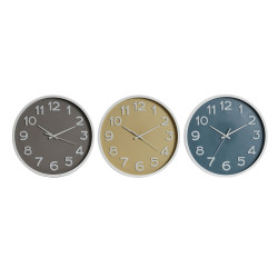 Wall Clock Home ESPRIT Blue White Pink Mustard PVC 30 x 4 x 30 cm (3 Units)